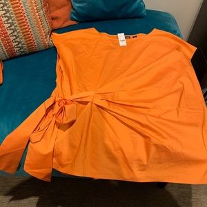 NWT tangerine blouse with bow accent